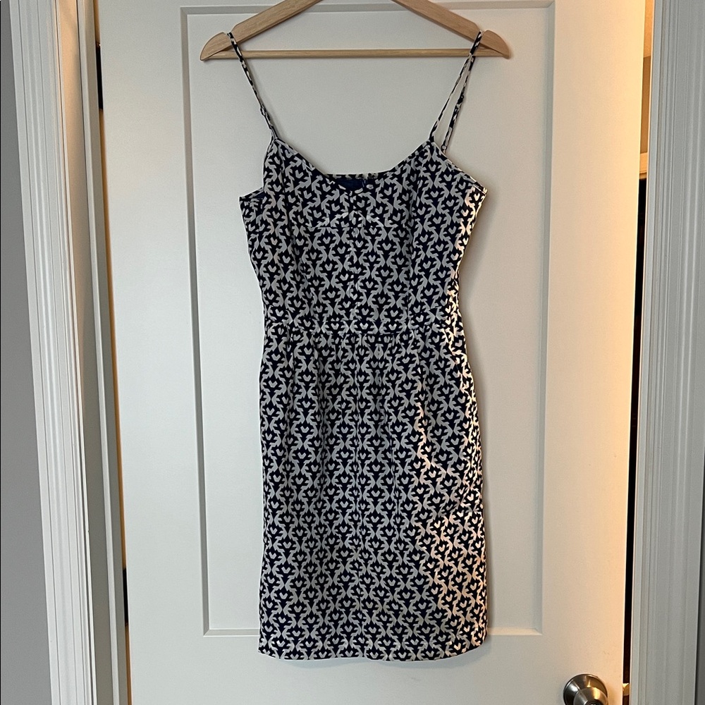 J. Crew Navy Blue and White Mini Dress